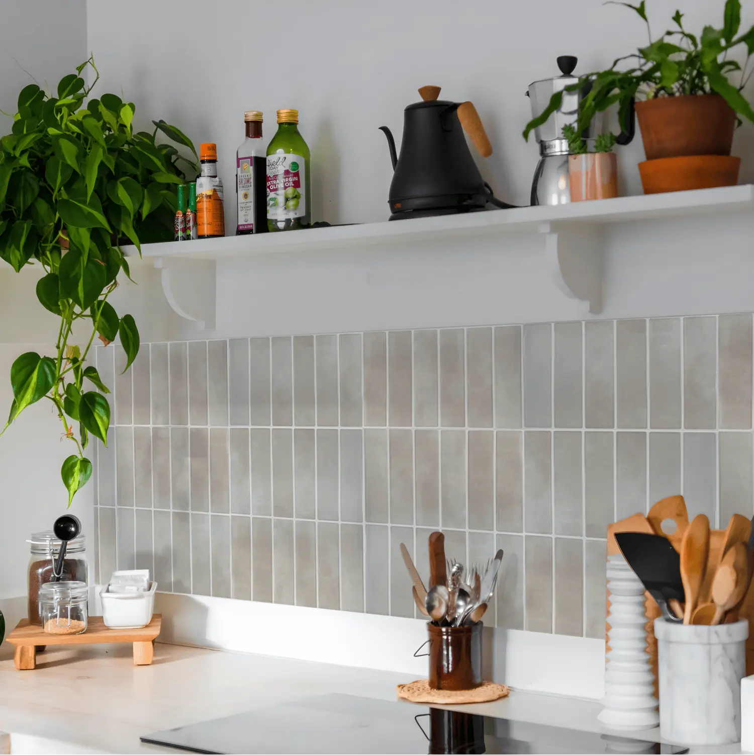 tegelmuur beige keuken stickers