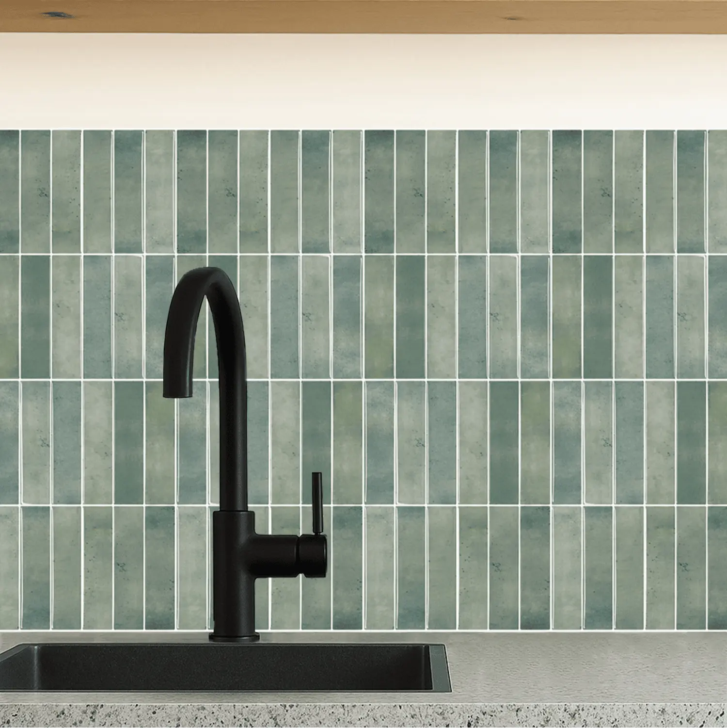 muur met groen tegels plak stickers sfeerbeeld